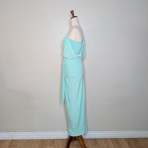NWT T-BAGS‎ Los Angeles Domino Tie Front Maxi Dress in Mint Size Small - Picture 3 of 7
